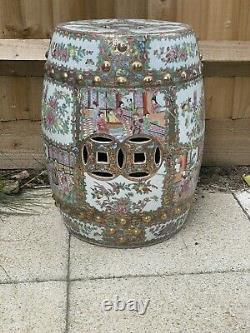 Antique chinese rose medallion barrel garden seat