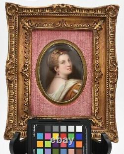 Antique framed hand painted KPM porcelain plaque of Lucretia Borgia