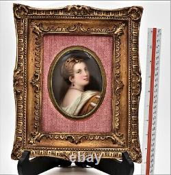 Antique framed hand painted KPM porcelain plaque of Lucretia Borgia