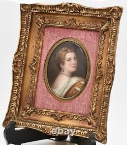 Antique framed hand painted KPM porcelain plaque of Lucretia Borgia