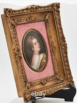 Antique framed hand painted KPM porcelain plaque of Lucretia Borgia