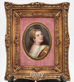 Antique framed hand painted KPM porcelain plaque of Lucretia Borgia