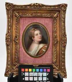 Antique framed hand painted KPM porcelain plaque of Lucretia Borgia