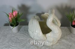 Antique french faience Swan bird planter jardiniere vase