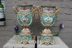 Antique french vieux paris porcelain 19thc hand paint Vases attr jacob petit