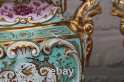 Antique french vieux paris porcelain 19thc hand paint Vases attr jacob petit