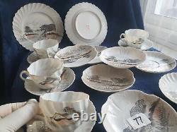 Antique kakiemon Japanese handpainted porcelain 4 tea cups, 13 saucers &plates