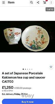 Antique kakiemon Japanese handpainted porcelain 4 tea cups, 13 saucers &plates