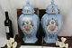 Antique Pair French Hand Paint Signed P Bruny Vases In Porcelain Floral Decor