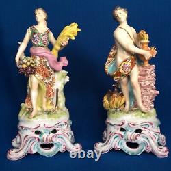 Antique pair of Samson of Paris figurines modelled as Autumn and Winter c. 1880