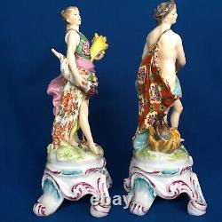 Antique pair of Samson of Paris figurines modelled as Autumn and Winter c. 1880