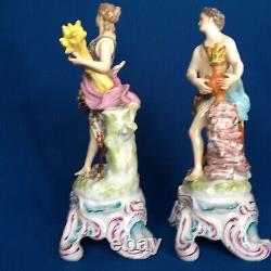 Antique pair of Samson of Paris figurines modelled as Autumn and Winter c. 1880