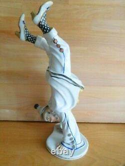 Art Deco Rudolstadt-volkstedt Hand Stand Painted Pierrot Signed Porcelain Figure