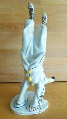 Art Deco Rudolstadt-volkstedt Hand Stand Painted Pierrot Signed Porcelain Figure