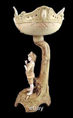 Art Nouveau Austrian Ernst Wahliss porcelain amphora compote centrepiece lamp