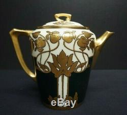 Art Nouveau Hand Painted Porcelain Chocolate Coffee Tea Pot White's Art Co