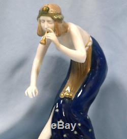 Art Nouveau Rosenthal Hand Painted Porcelain Figure of Snake Charmer