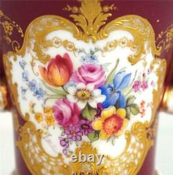 Bc Antique Royal Worcester Porcelain Hand Painted Vase E Phillips Wing Handles