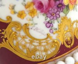 Bc Antique Royal Worcester Porcelain Hand Painted Vase E Phillips Wing Handles