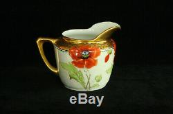 Beautiful 100% Hand Painted Red Poppies Stouffer 5 Piece Porcelain Tea Set