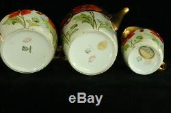 Beautiful 100% Hand Painted Red Poppies Stouffer 5 Piece Porcelain Tea Set