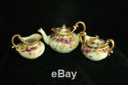 Beautiful Antique 100% Hand Painted Floral Pickard 5 Piece Porcelain Tea Set