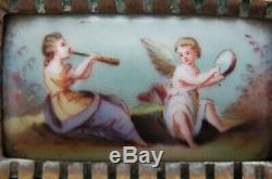 Beautiful Antique German Hand Painted Porcelain Cherub Angel Brooch Pin