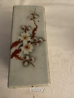 Beautiful Antique Porcelain Chinese Pillowith Joss Stick Holder Old Hand painted