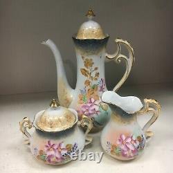 Beautiful China 15 Piece Tea Set Pink Flower Coffee Chocolate Limoges Porcelain