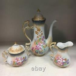 Beautiful China 15 Piece Tea Set Pink Flower Coffee Chocolate Limoges Porcelain