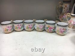 Beautiful China 15 Piece Tea Set Pink Flower Coffee Chocolate Limoges Porcelain