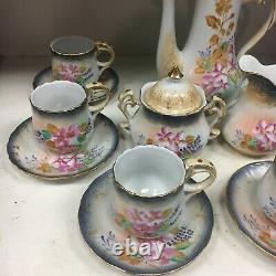 Beautiful China 15 Piece Tea Set Pink Flower Coffee Chocolate Limoges Porcelain