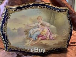 Beautiful Hand Painted Artist Signed SEVRES STYLE PORCELAIN Dresser Box