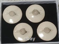 Beautiful Set of Four Antique Japanese Satsuma Porcelain Buttons, Hand Painted