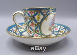 Beautiful Sevres Porcelain Cup & Saucer with Hand Painted Cherubs