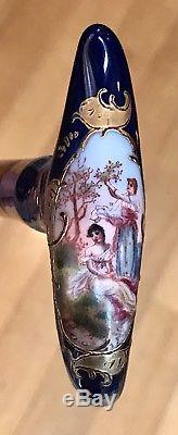 Beautiful Vintage Antique 19C French Walking Stick Cane Hand-Painted Porcelain