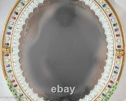 Beautiful Vintage Porcelain Cherub Mirror Hand Painted Floral after Meissen