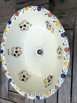 Beautiful (hand Painted By Artisan) Oval Wash Basin In Delicate Flower Design