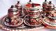 Big Turkish Coffee Set Hand Painted Copper Mugs Cezve Tray Porcelain Cup Silver