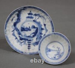 Blue Chrysanthemum Shipwreck Chinese Porcelain Kangxi Bowl and Saucer c1660