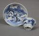 Blue Chrysanthemum Shipwreck Mountainous Riverscape Tea Bowl And Saucer C1660