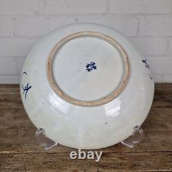 Blue & White Ceramic Dish Hand Painted Shrimps Japanese Antique Early 20th C