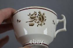 British Hand Painted Black Rose Maroon & Gold Tea Cup & Saucer C. 1815-1825 B