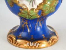 C1835 Pair Antique English Rococo Revival Porcelain Vases Hand Painted Flowers