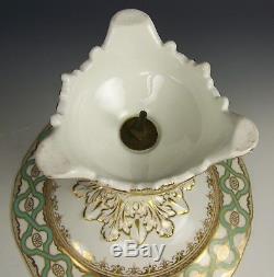 C1840 English Hand Painted Fruit Porcelain Compote Pedestal Bowl Rockingham