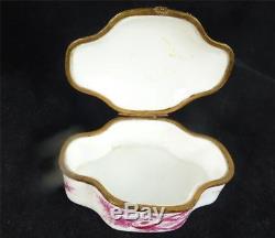 C1900 Antique French Porcelain Casket Box Hand Painted Scenes Puce Enamel