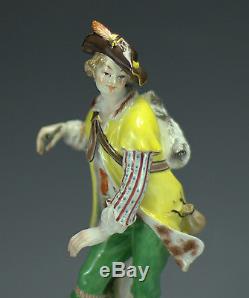 C1900s KPM Porcelain Figurine of Gentleman in Yellow Coat handpainted