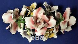 CAPODIMONTE Porcelain Flower Centerpiece Hand Painted Italy N Crown Mark