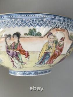 CHINESE ANTIQUE FAMILLE ROSR PORCELAIN EGGSHELL BOWL 18.5CM WIDE 132g WEIGHT