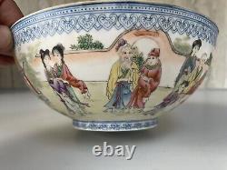 CHINESE ANTIQUE FAMILLE ROSR PORCELAIN EGGSHELL BOWL 18.5CM WIDE 132g WEIGHT